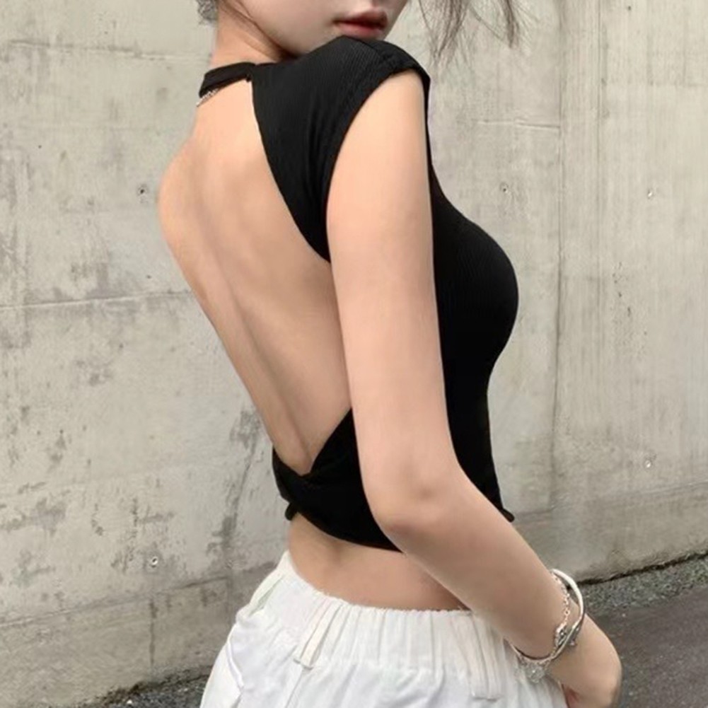 Hot Girl Style Sexy Backless Short Sleeves T Shirts Summer Design Short Style - Picture 28 of 31