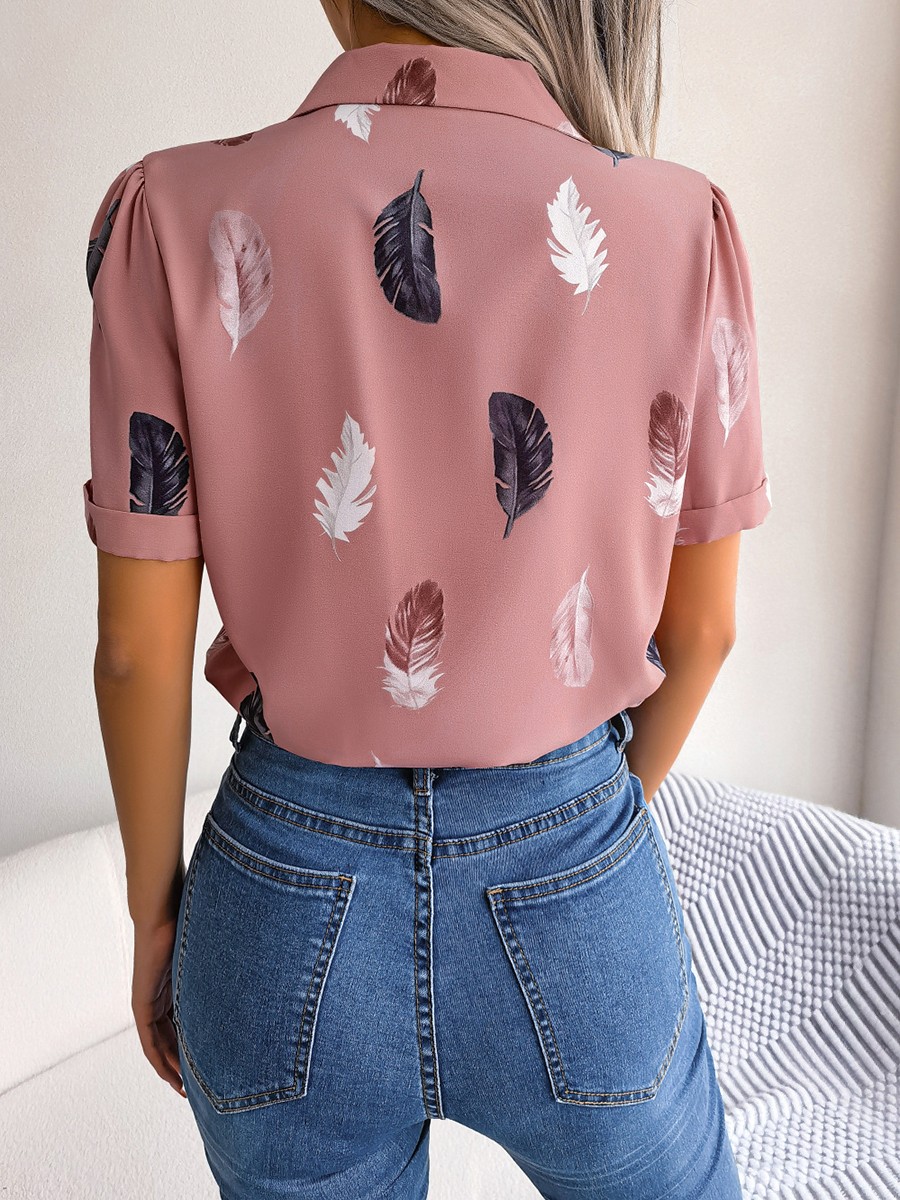 Casual Spring and Summer Shirt for Women with Elegant Feathered Collar - Picture 52 of 58