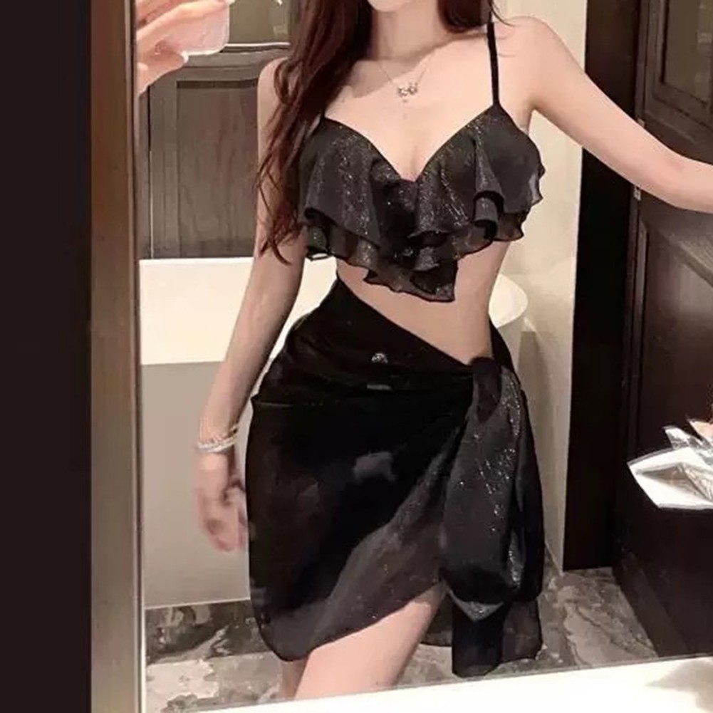 2025 Womens V Neck Sling Bikini Three Piece Set for Summer Beach Parties - Picture 32 of 34