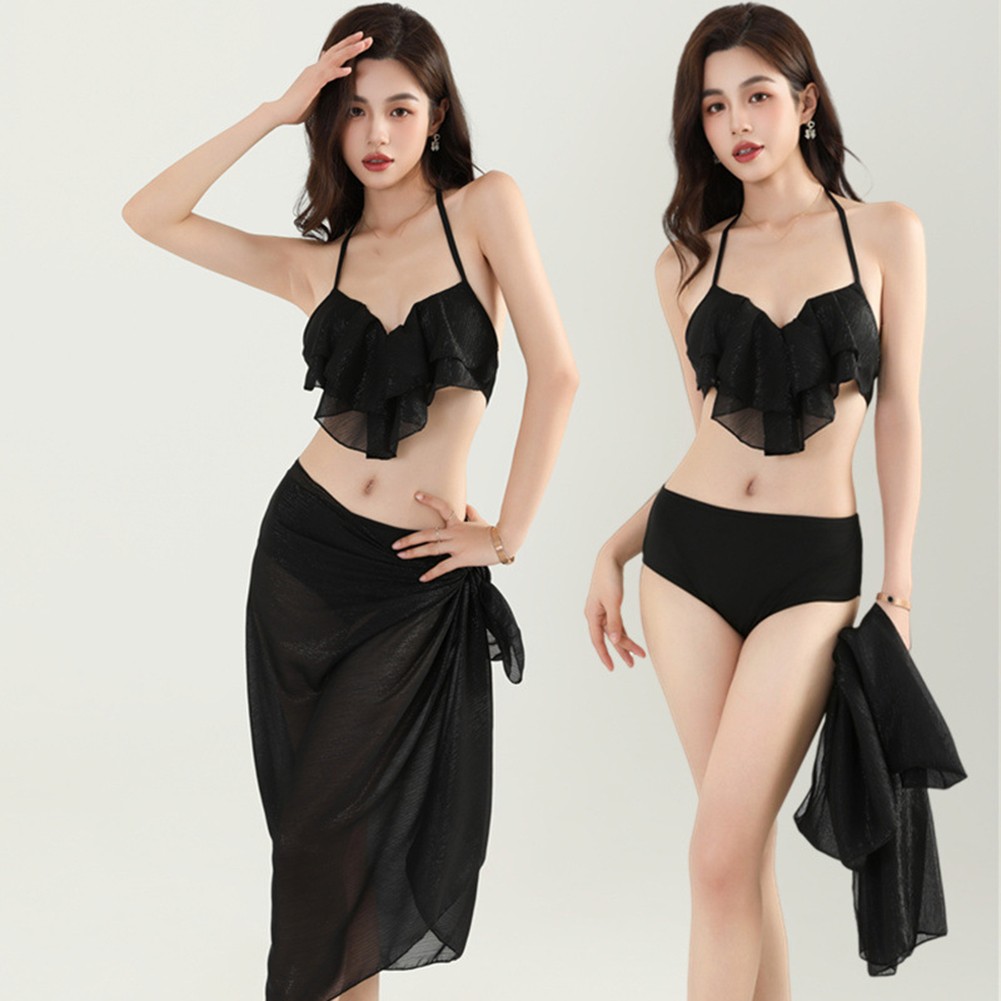 2025 Womens V Neck Sling Bikini Three Piece Set for Summer Beach Parties - Picture 25 of 34