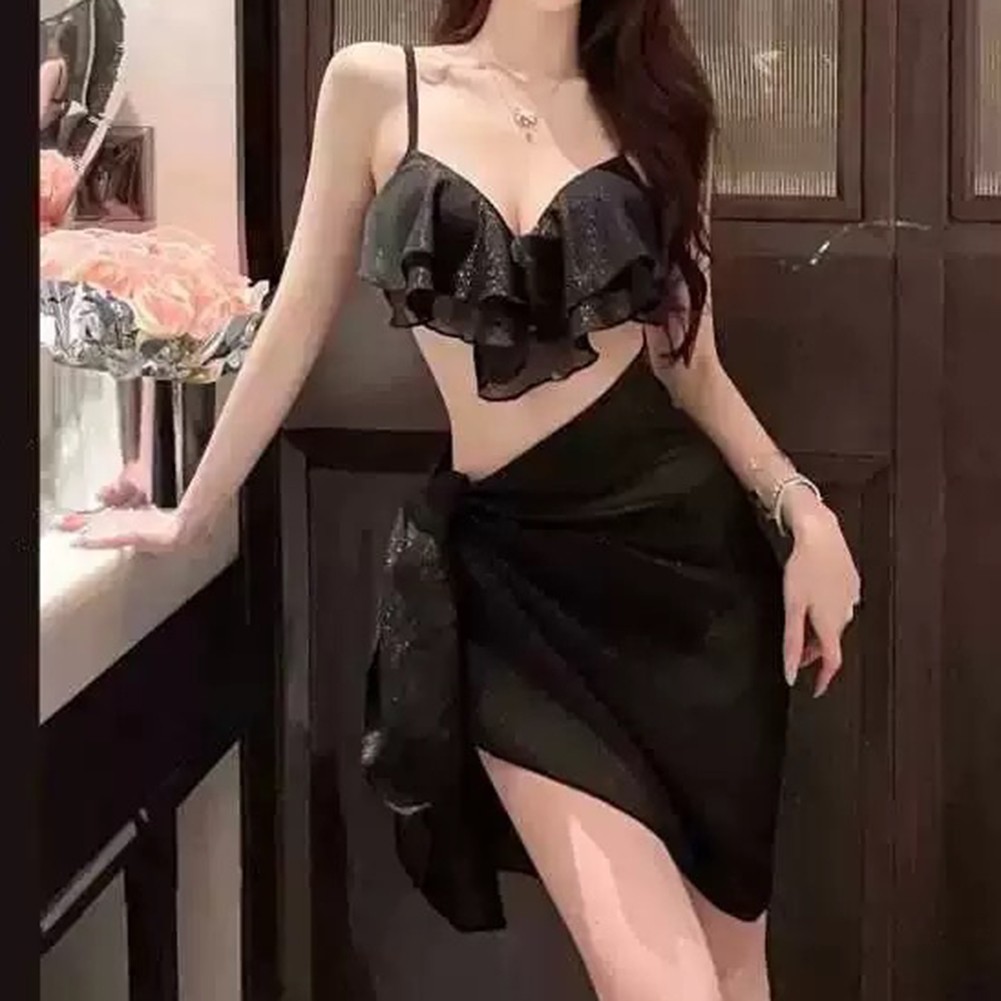 2025 Womens V Neck Sling Bikini Three Piece Set for Summer Beach Parties - Picture 26 of 34