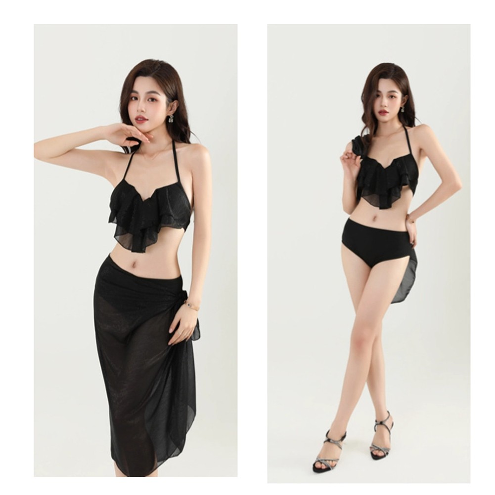 2025 Womens V Neck Sling Bikini Three Piece Set for Summer Beach Parties - Picture 29 of 34