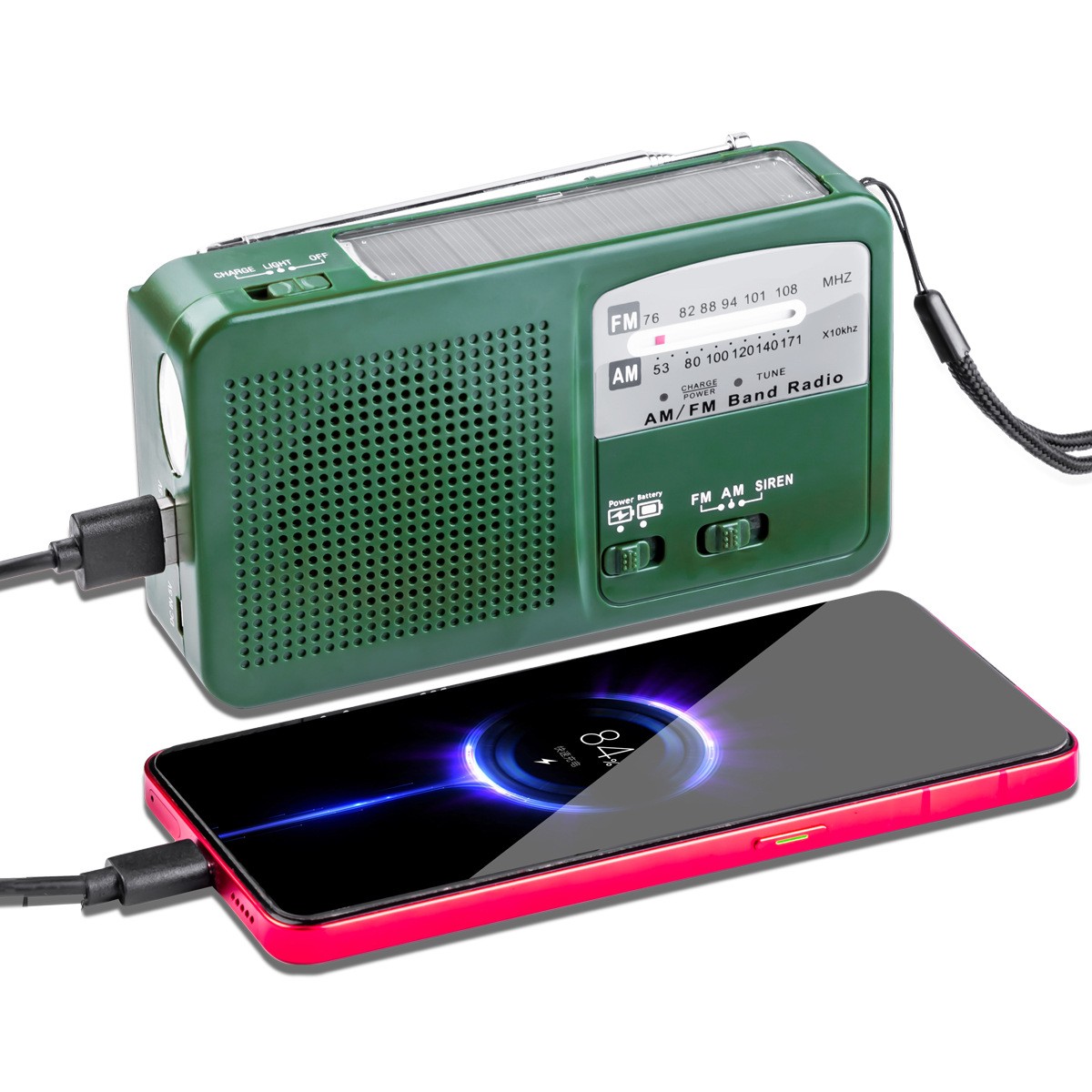 Mesqool 5000mAh Radio Solar, Radio Portatile di Emergenza con Manovella, Radio Dynamo Weather AM/FM, Caricatore USB per Telefono, Torcia LED e Luce di Lettura, Allarme SOS