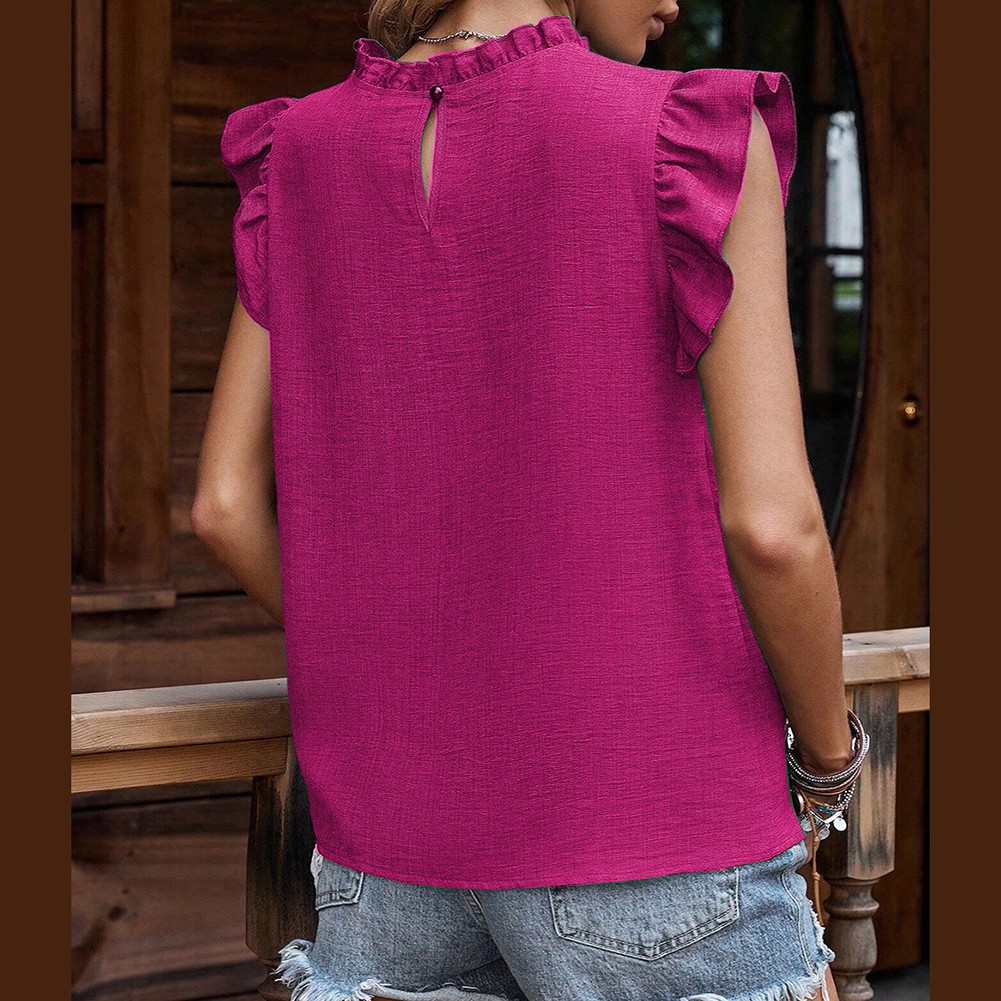 Ruffled Sleeves T-shirt Pullover T-shirt Hollowed-out Detail Brand New Condition - Picture 22 of 52