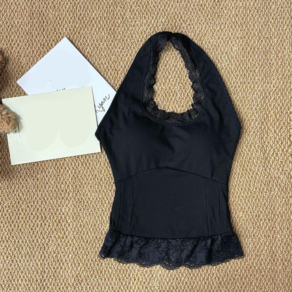 Daily Outfits Retro Lace Camisole Halter Neck Camisole Polyester Fabric - Picture 13 of 16