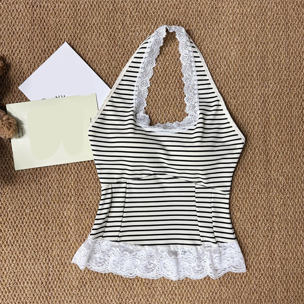 Daily Outfits Retro Lace Camisole Halter Neck Camisole Polyester Fabric - Picture 16 of 16
