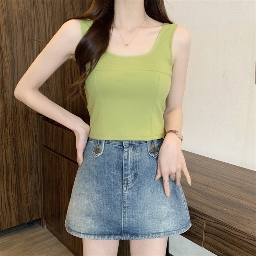 Brand New Sleeveless Tops Chest Pad Camisole All Seasons Suitable Bandeau Collar - Picture 17 of 22