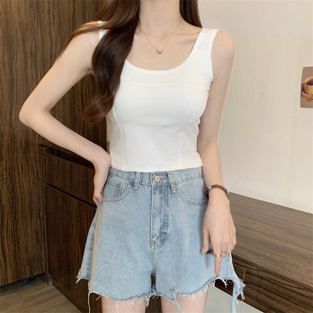 Brand New Sleeveless Tops Chest Pad Camisole All Seasons Suitable Bandeau Collar - Picture 13 of 22