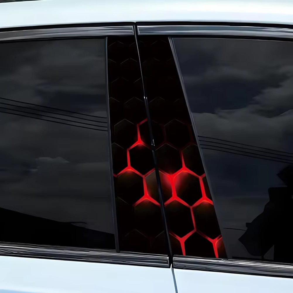 2x For Honeycomb Car B Pillar Waterproof Decal for Door Post Application - Picture 10 of 17