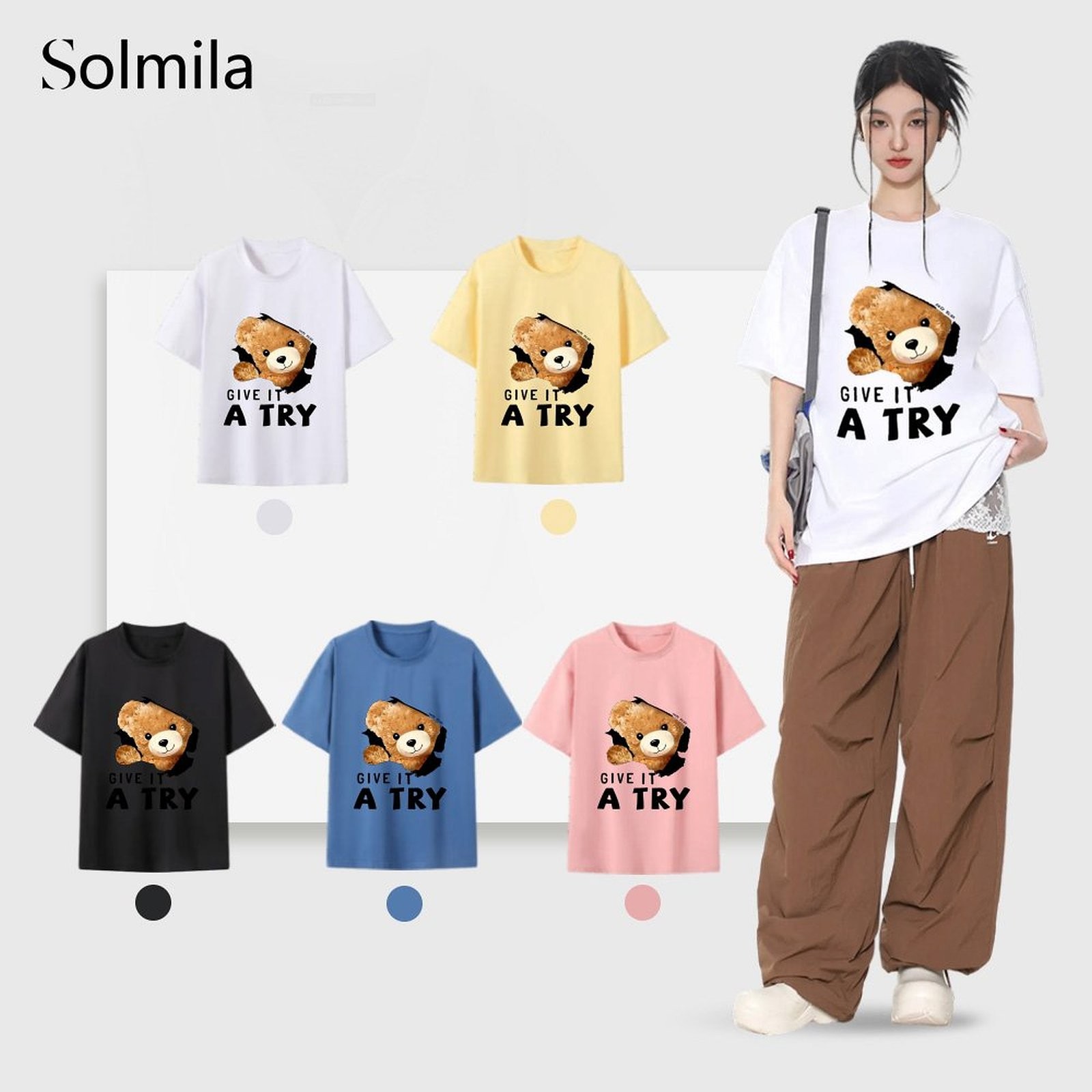 Casual Style Spring Fashion Korean Casual Tee Comfortable Shirt Polyester Fabric - Picture 14 of 18