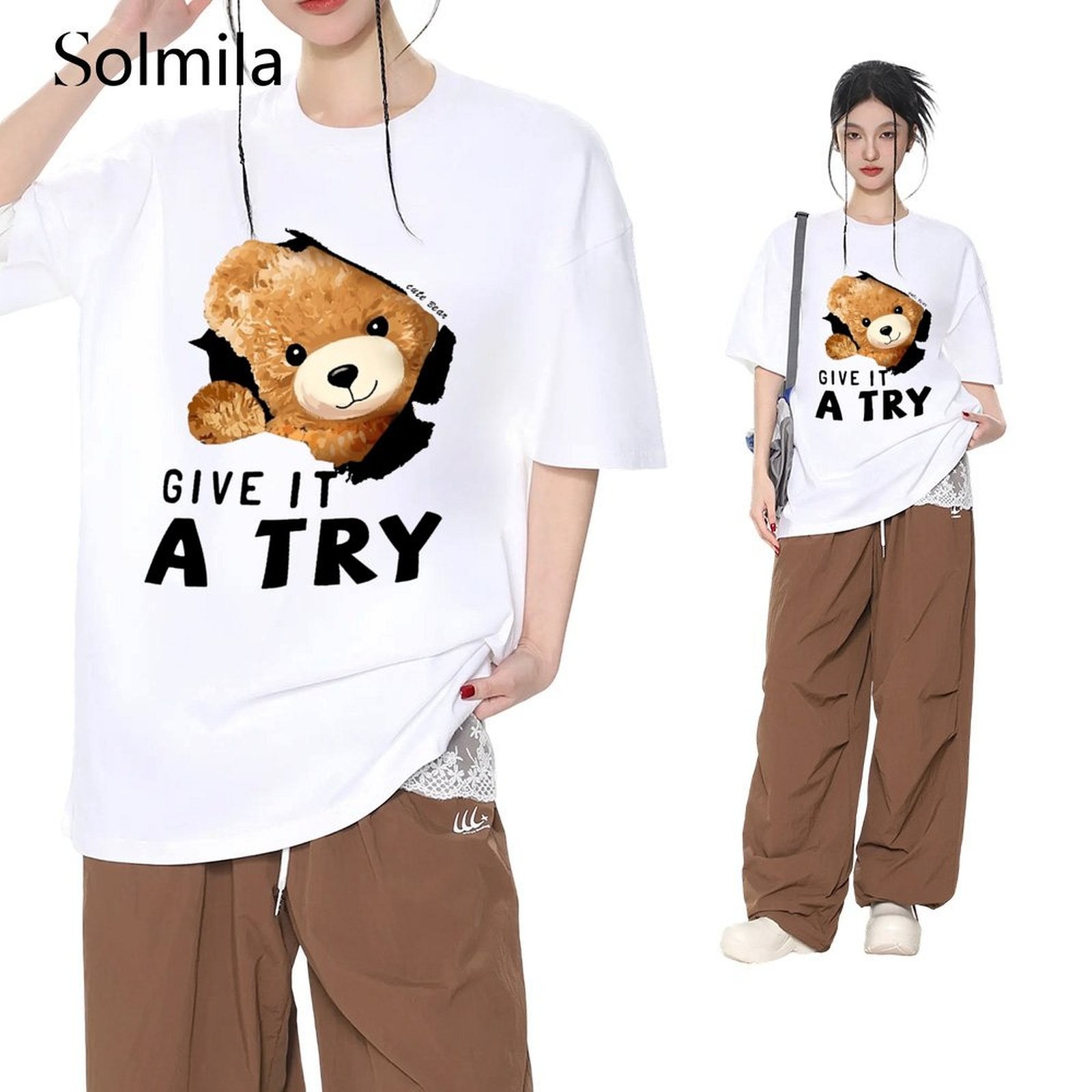 Casual Style Spring Fashion Korean Casual Tee Comfortable Shirt Polyester Fabric - Picture 16 of 18
