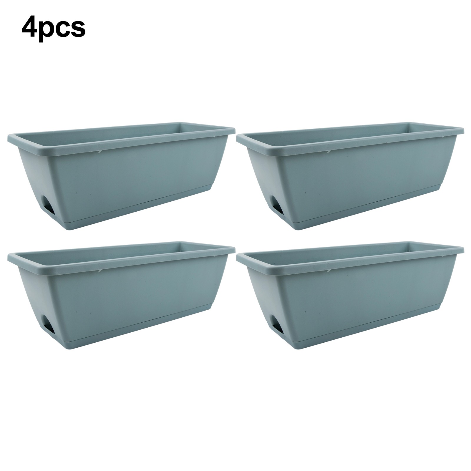 Plastic Gardening Pots 4PCS Rectangular Flower Planters with Drainage Trays - Picture 46 of 49
