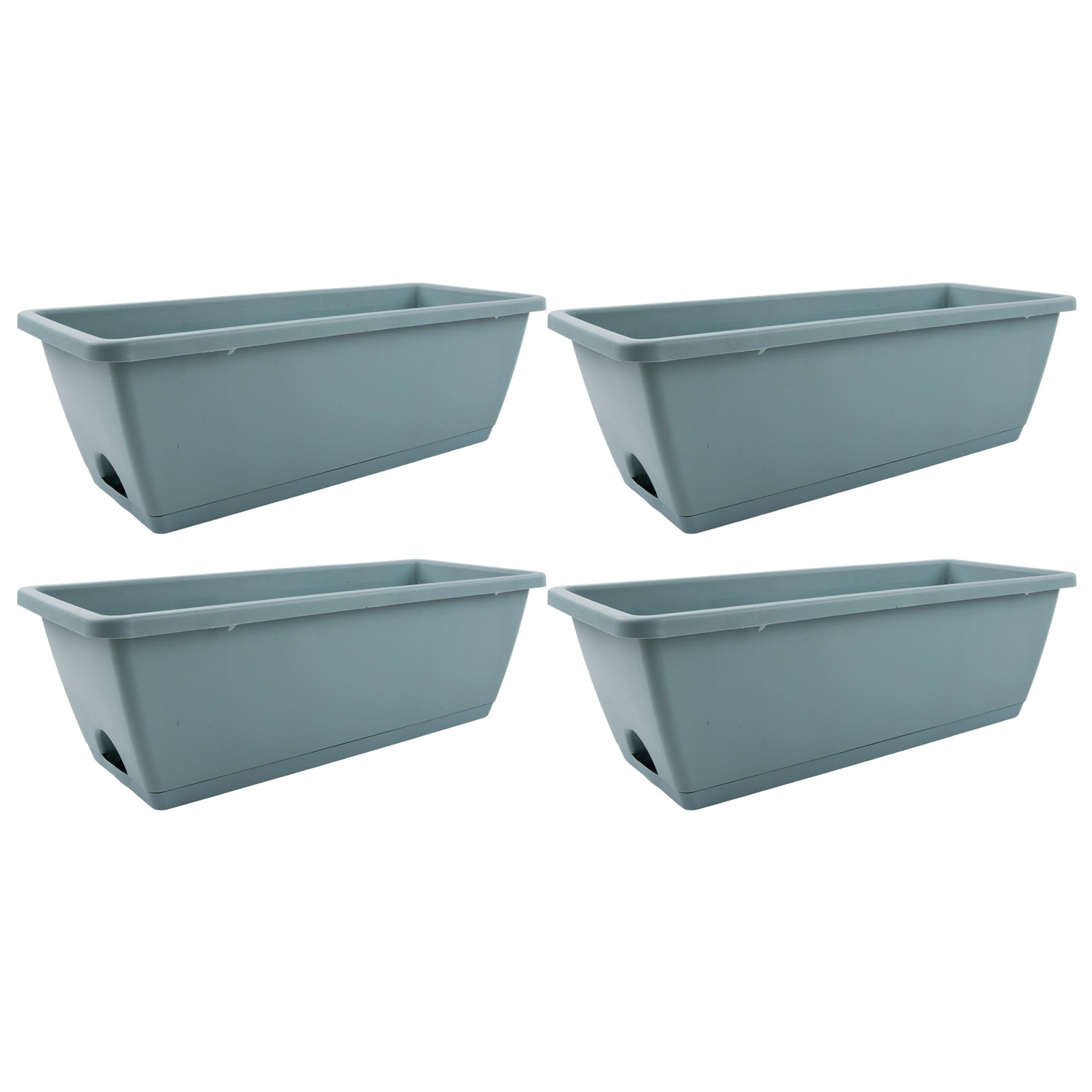 Plastic Gardening Pots 4PCS Rectangular Flower Planters with Drainage Trays - Picture 38 of 49