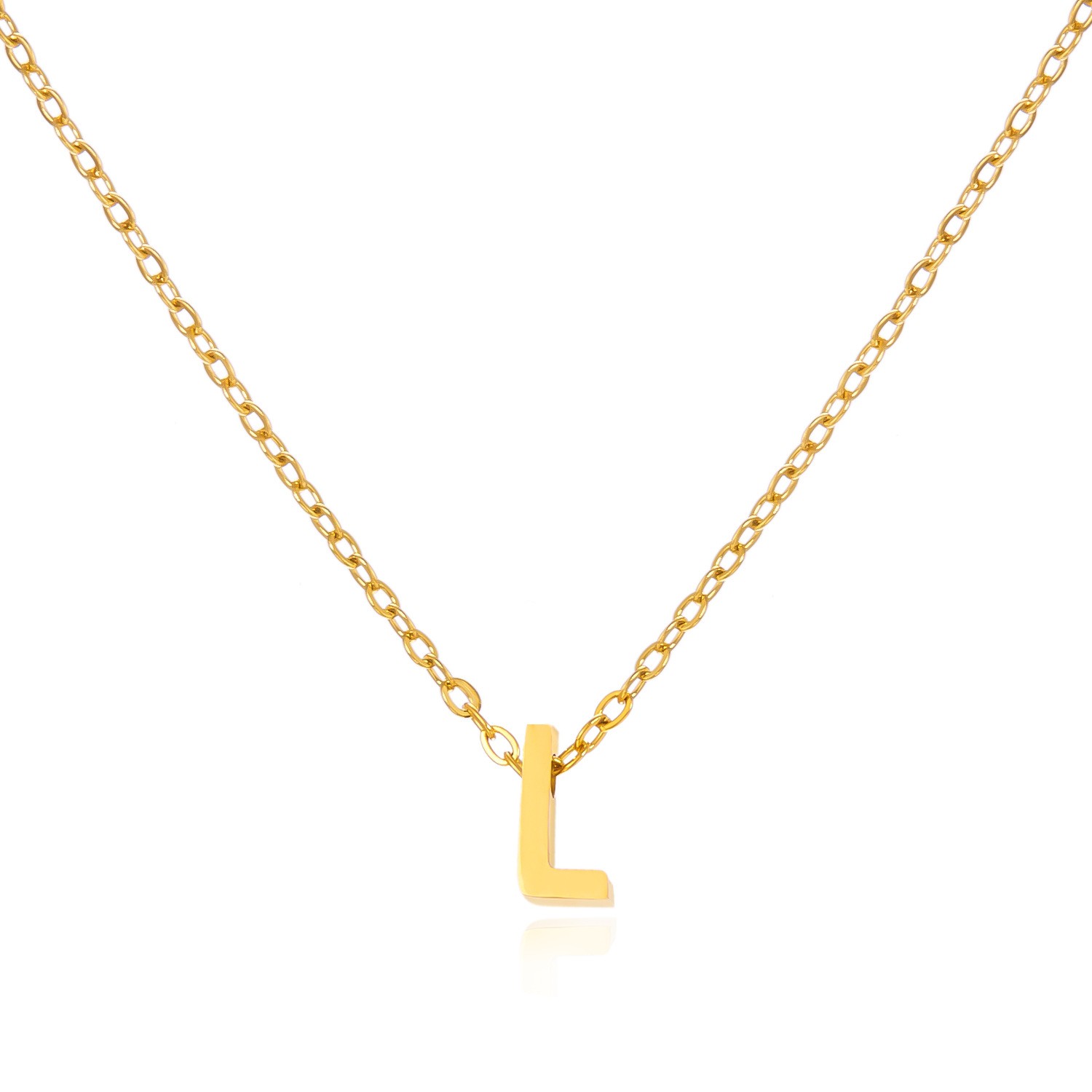 Charming Gold Stainless Steel Necklace Featuring 26 Letters for Jewelry - Picture 24 of 38