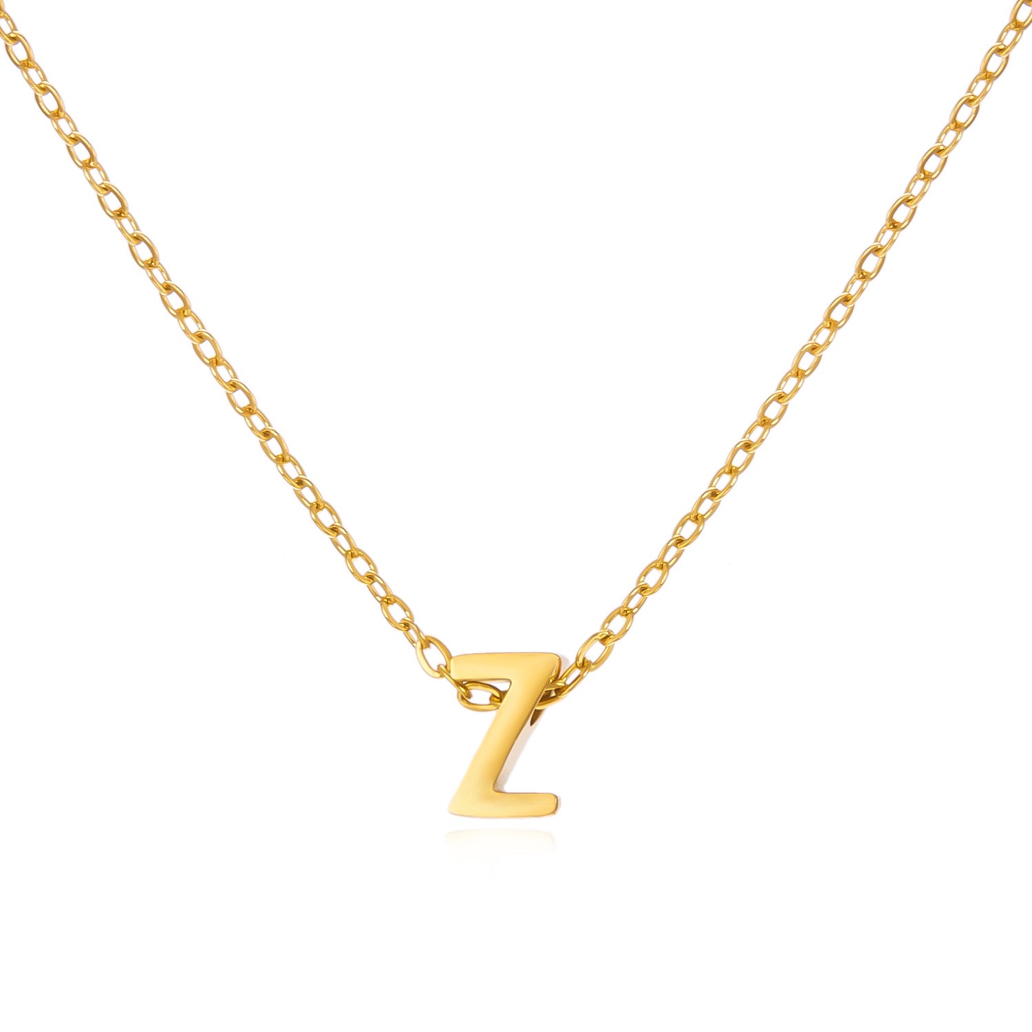 Charming Gold Stainless Steel Necklace Featuring 26 Letters for Jewelry - Picture 38 of 38