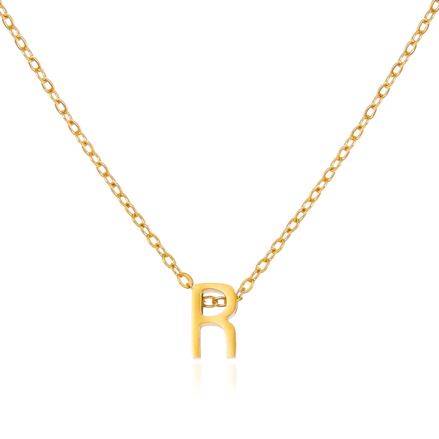 Charming Gold Stainless Steel Necklace Featuring 26 Letters for Jewelry - Picture 30 of 38