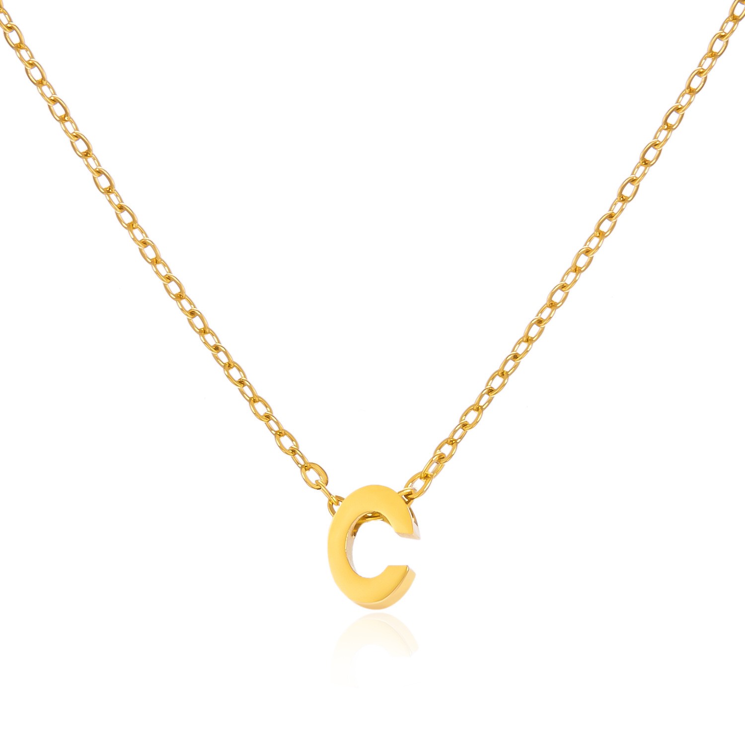 Charming Gold Stainless Steel Necklace Featuring 26 Letters for Jewelry - Picture 15 of 38