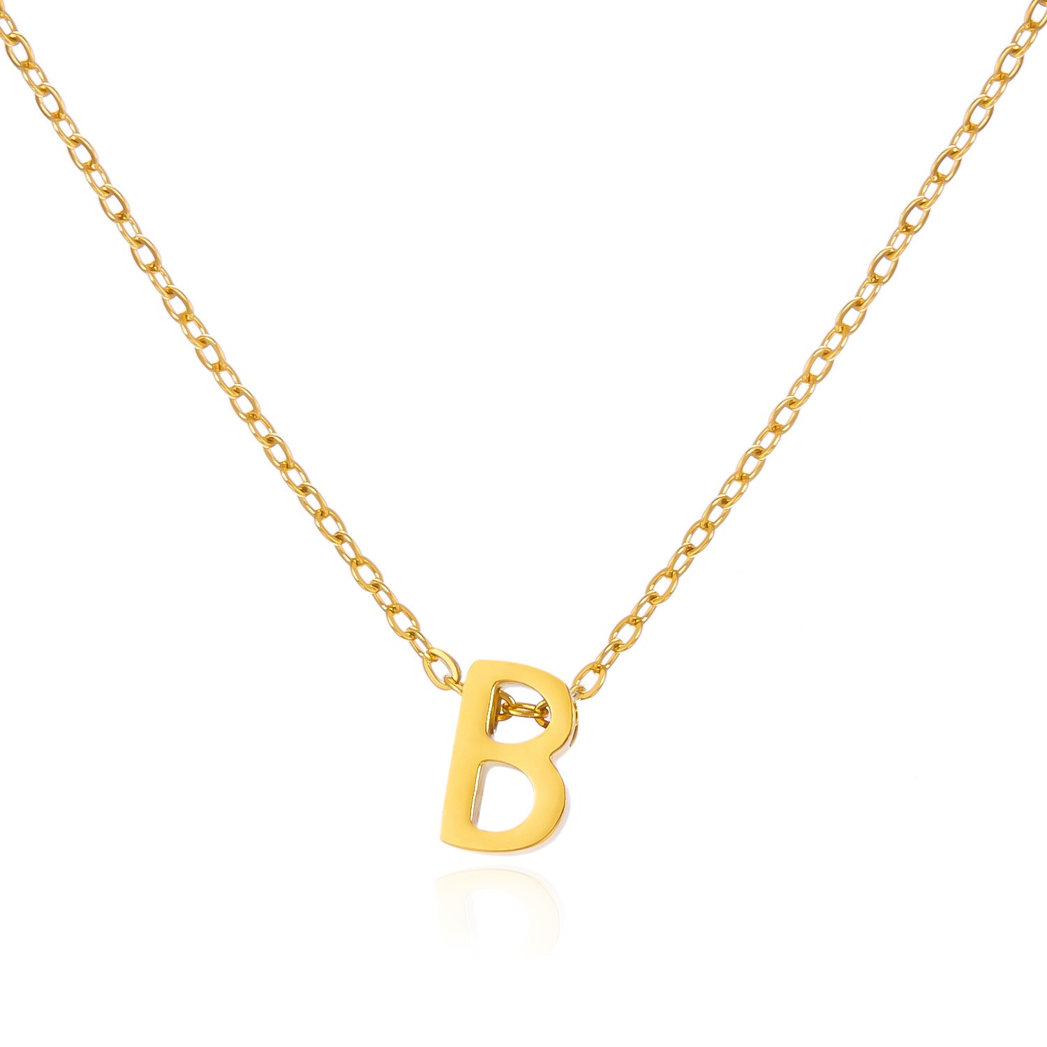 Charming Gold Stainless Steel Necklace Featuring 26 Letters for Jewelry - Picture 14 of 38