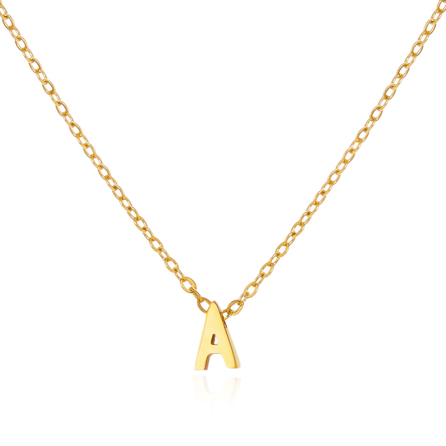Charming Gold Stainless Steel Necklace Featuring 26 Letters for Jewelry - Picture 13 of 38