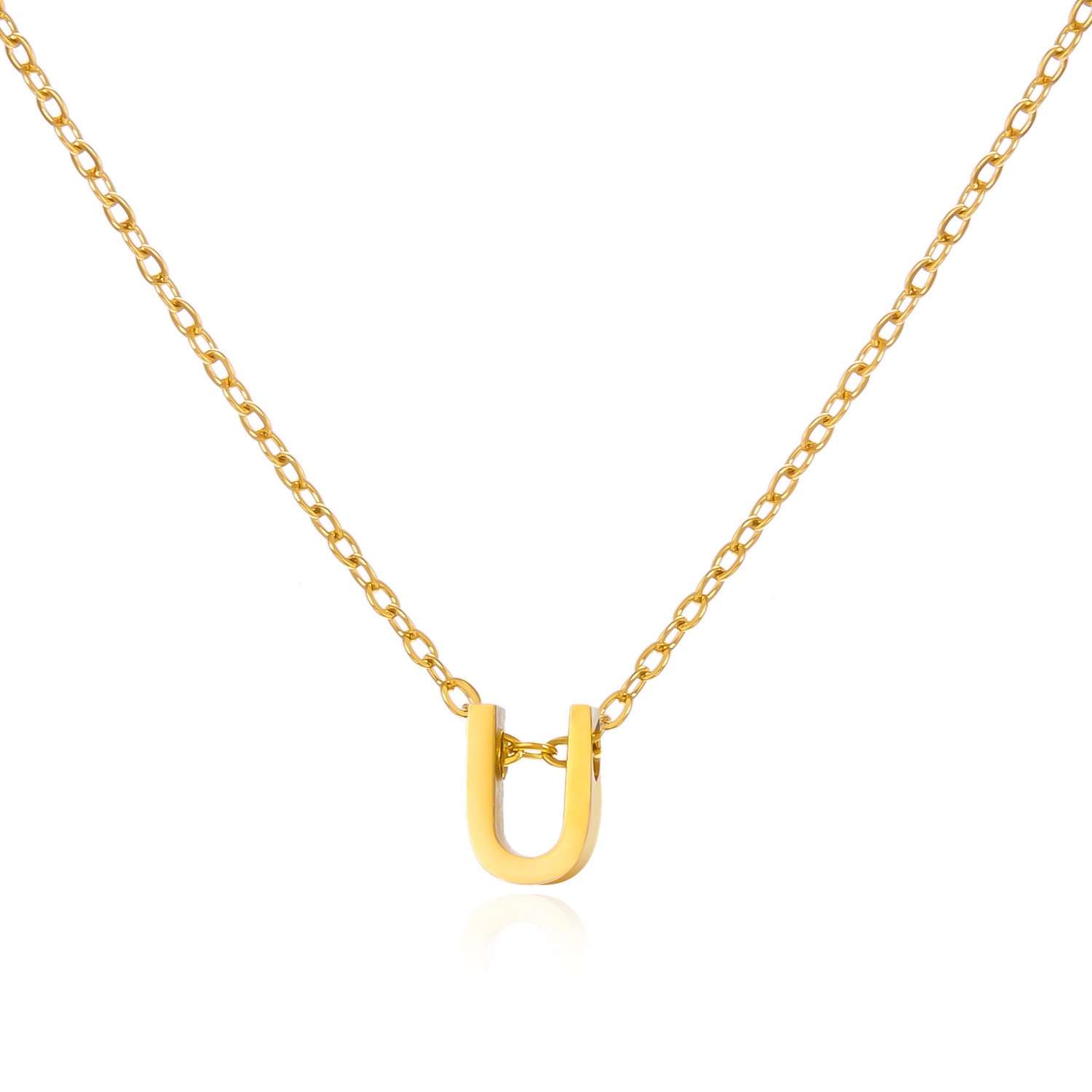 Charming Gold Stainless Steel Necklace Featuring 26 Letters for Jewelry - Picture 33 of 38