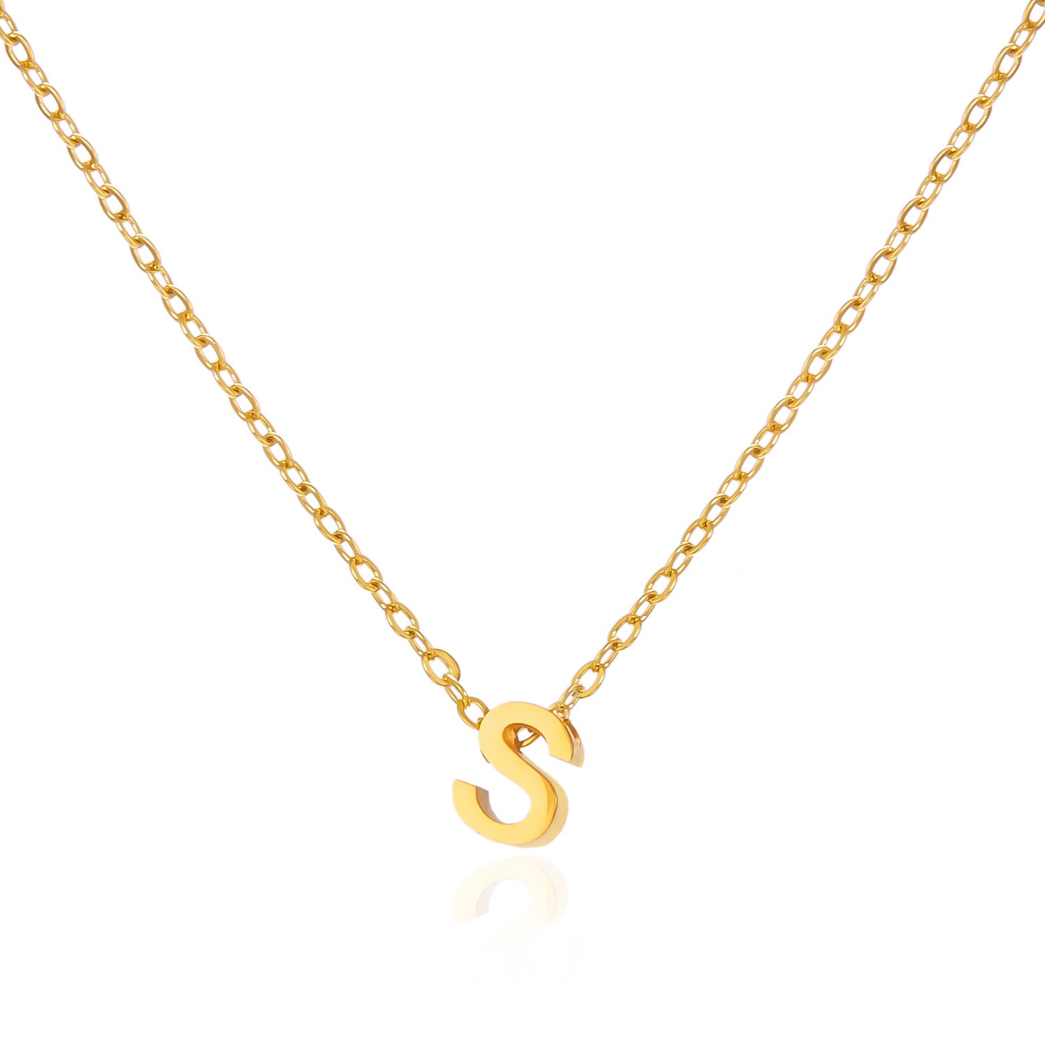 Charming Gold Stainless Steel Necklace Featuring 26 Letters for Jewelry - Picture 31 of 38