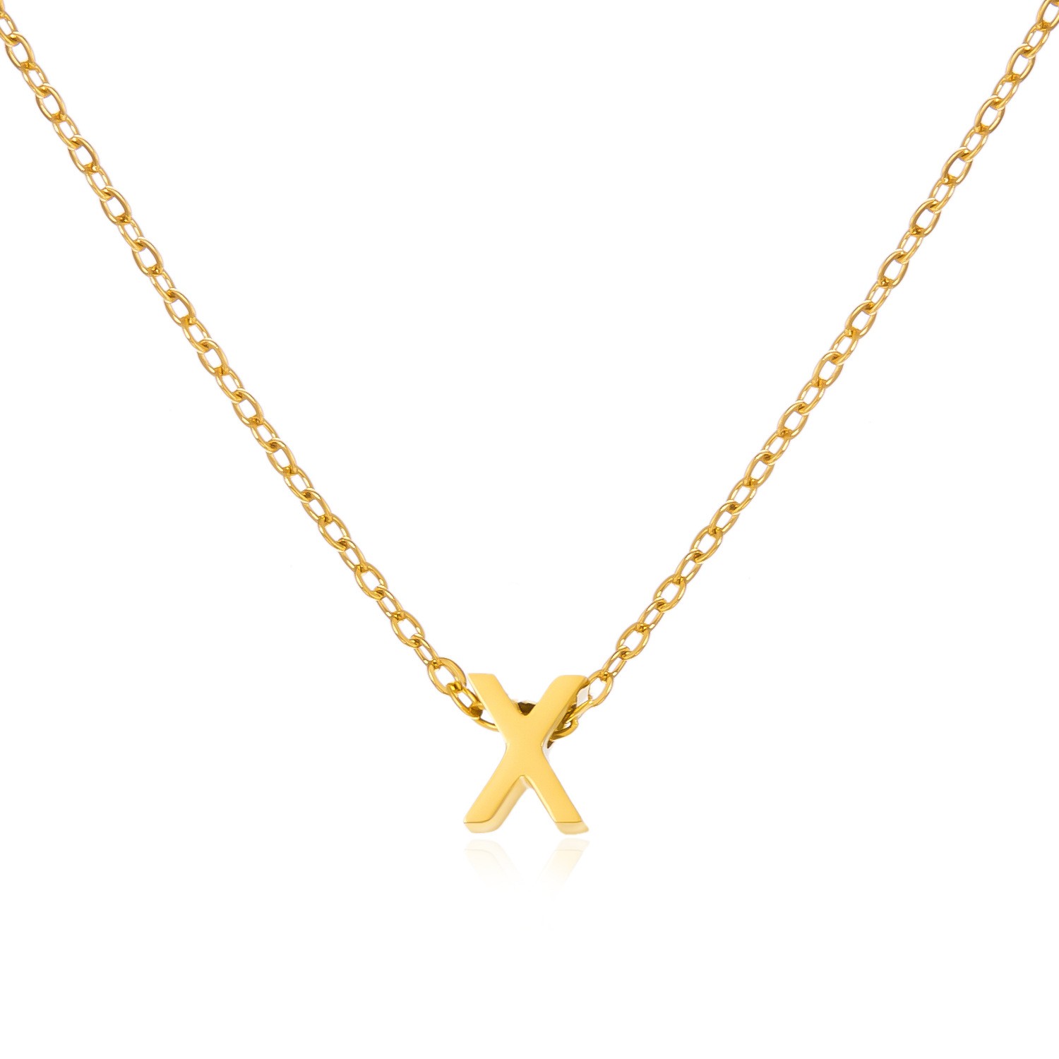 Charming Gold Stainless Steel Necklace Featuring 26 Letters for Jewelry - Picture 36 of 38
