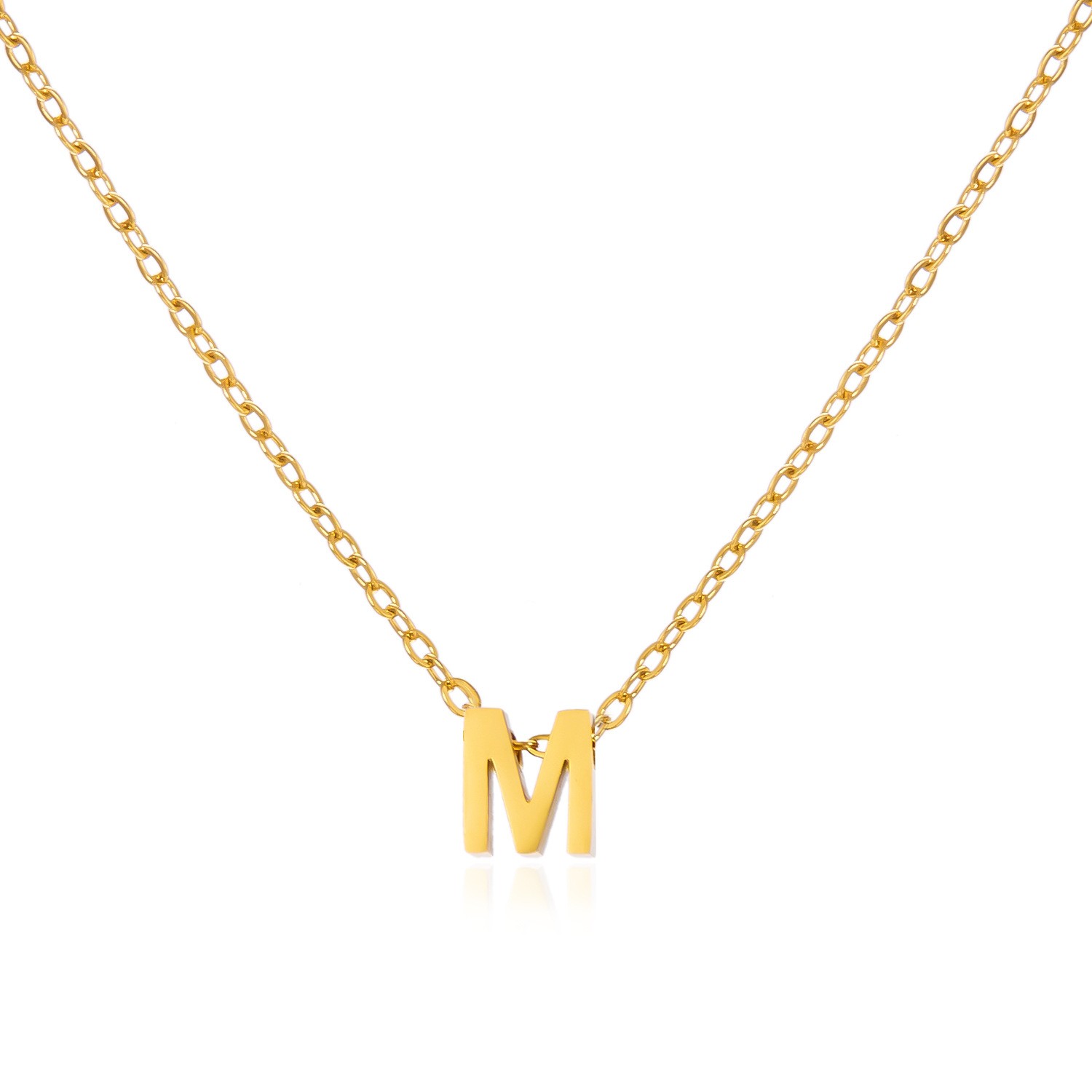 Charming Gold Stainless Steel Necklace Featuring 26 Letters for Jewelry - Picture 25 of 38