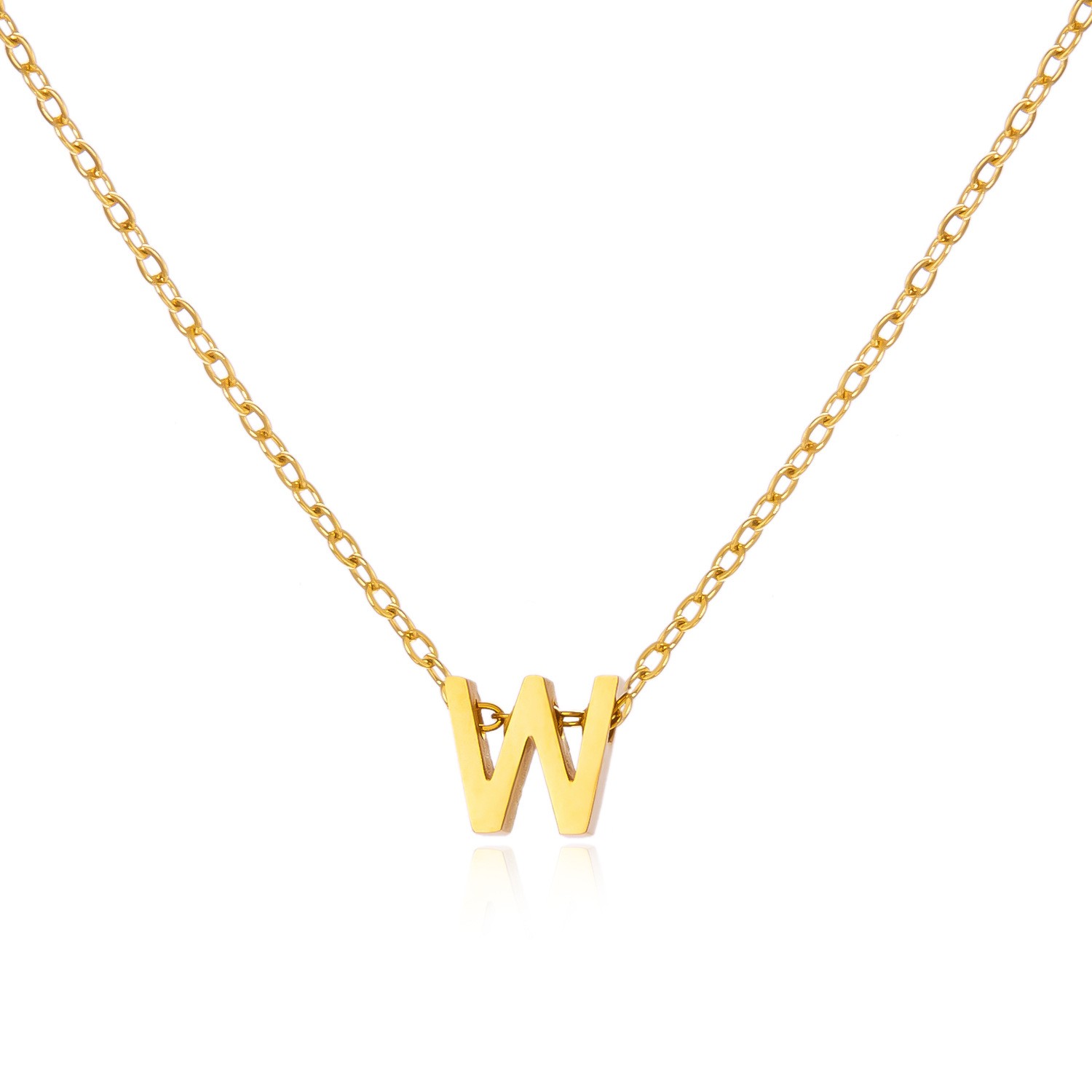 Charming Gold Stainless Steel Necklace Featuring 26 Letters for Jewelry - Picture 35 of 38