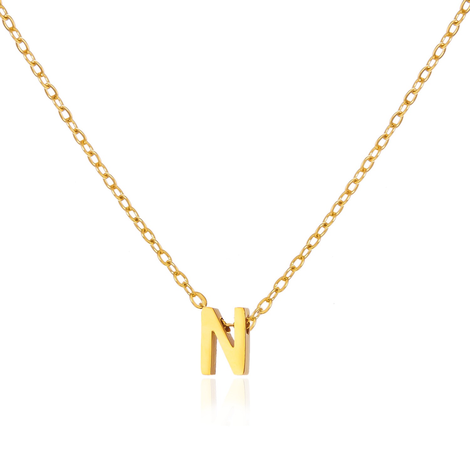 Charming Gold Stainless Steel Necklace Featuring 26 Letters for Jewelry - Picture 26 of 38