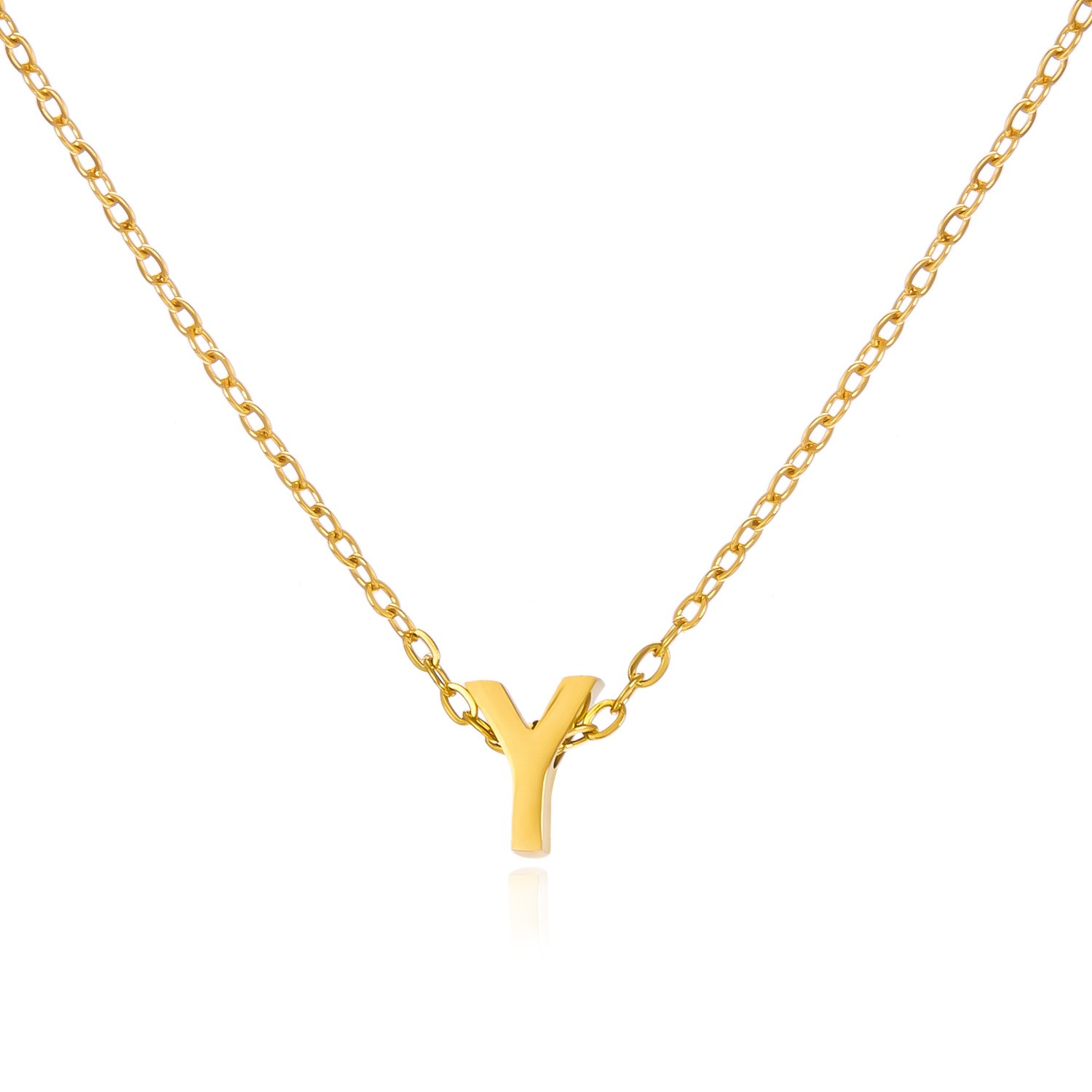 Charming Gold Stainless Steel Necklace Featuring 26 Letters for Jewelry - Picture 37 of 38