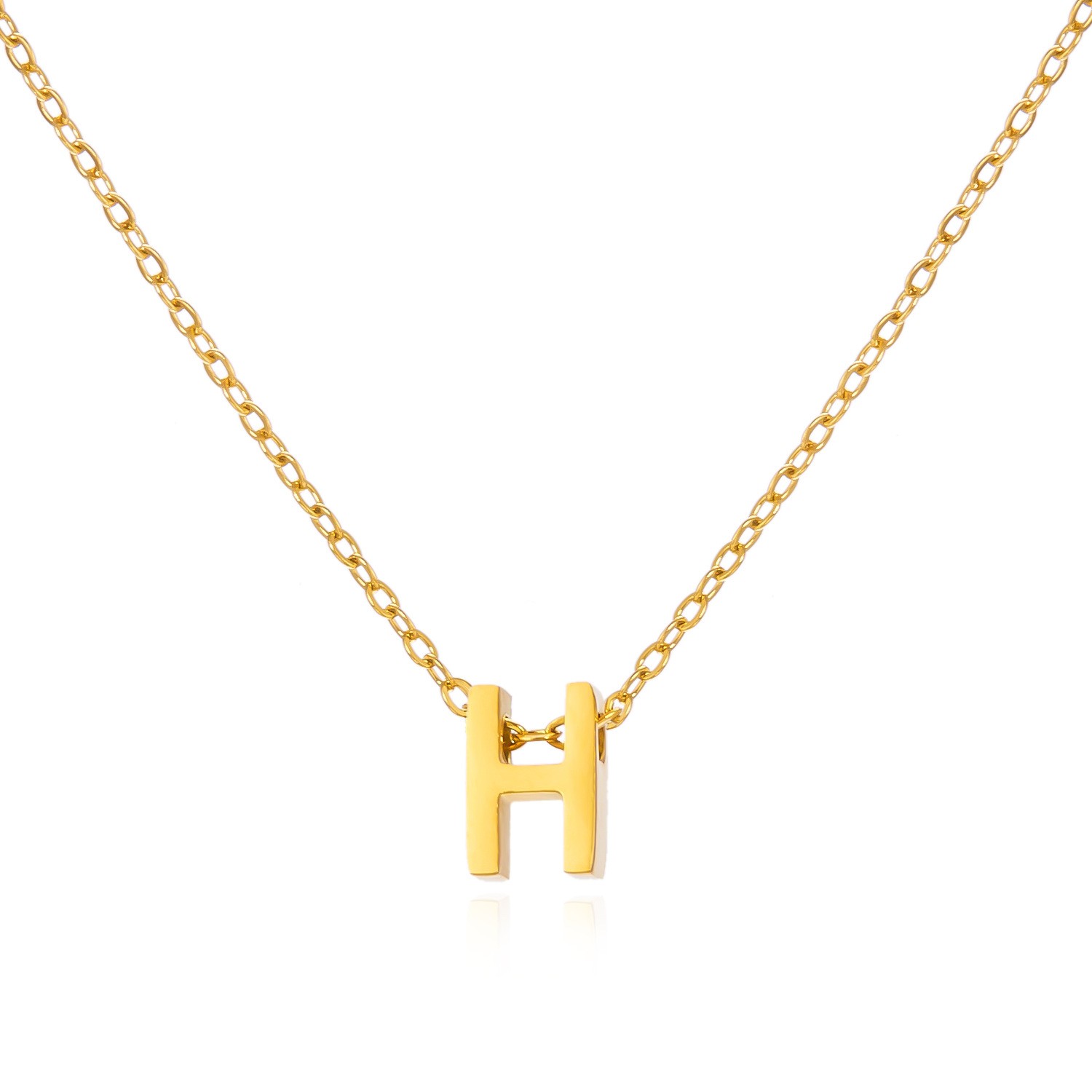 Charming Gold Stainless Steel Necklace Featuring 26 Letters for Jewelry - Picture 20 of 38