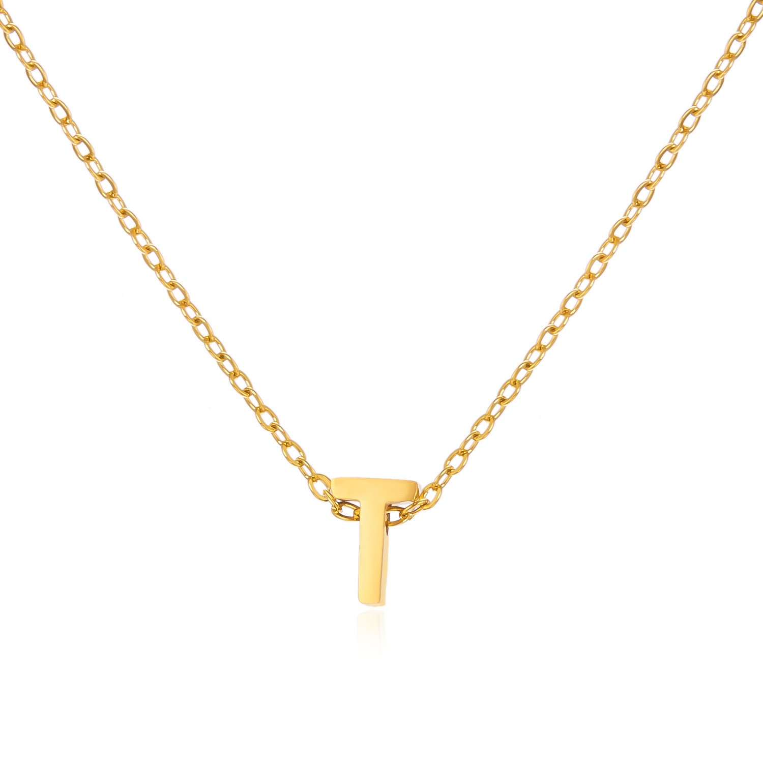 Charming Gold Stainless Steel Necklace Featuring 26 Letters for Jewelry - Picture 32 of 38
