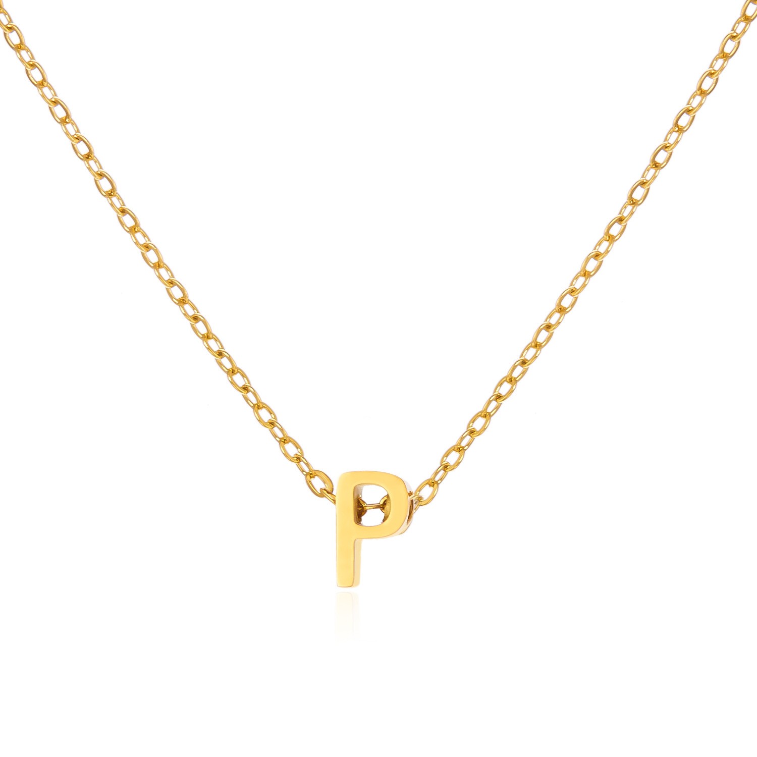 Charming Gold Stainless Steel Necklace Featuring 26 Letters for Jewelry - Picture 28 of 38