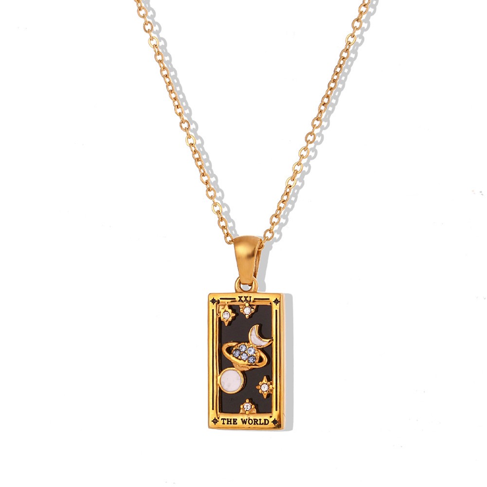 Elegant Drip Oil Necklace Stylish Stainless Steel Retro Pendant for Daily Wear - Picture 13 of 13
