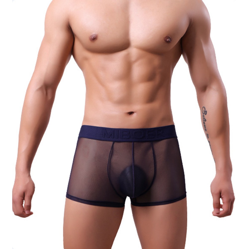 Men’s Comfortable Mesh Trunks with See Through Bulge Pouch for Everyday