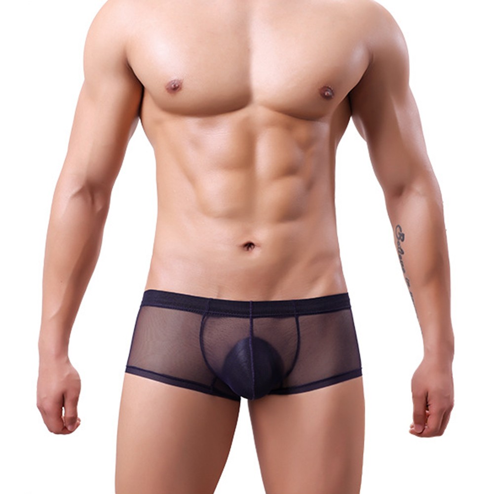 Boxer homme confortable vente coupe maille sous vêtement taille moyenne transparent s