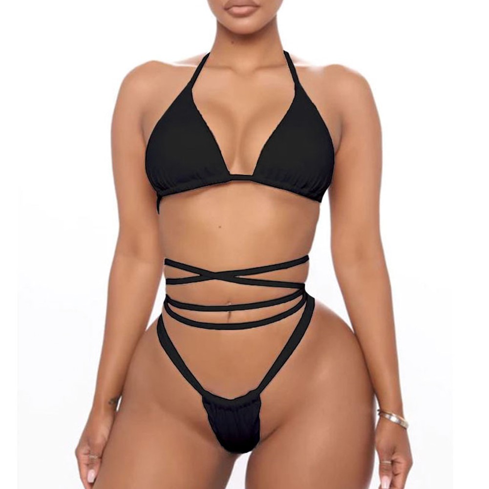 Triangle Bandage Swimwear for Women Thong Bikini Set Bathing Suit for Beach