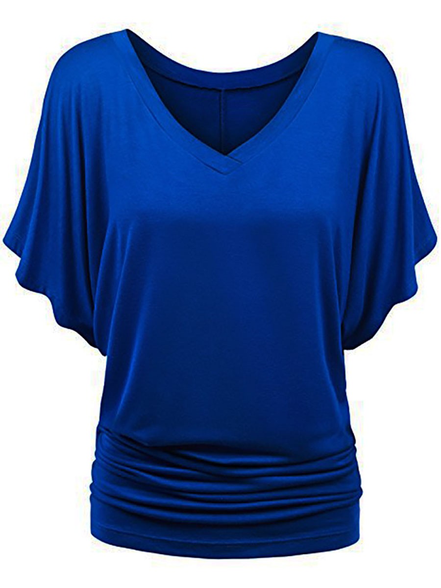 Largesized Vneck Tshirt for Women Comfortable Short Sleeve Casual Wear - Picture 18 of 108