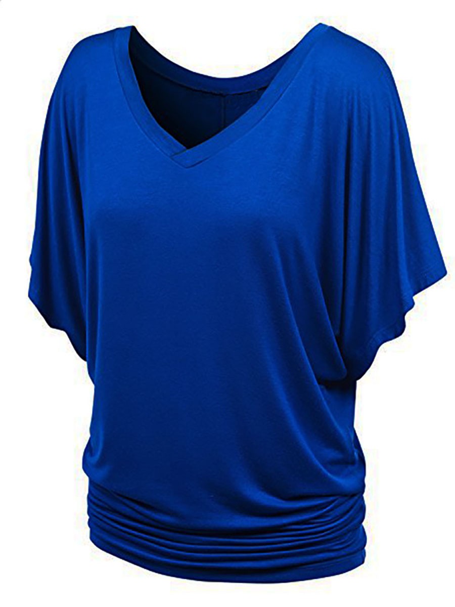 Largesized Vneck Tshirt for Women Comfortable Short Sleeve Casual Wear - Picture 14 of 108