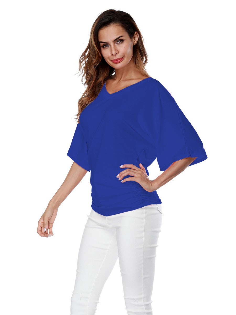 Largesized Vneck Tshirt for Women Comfortable Short Sleeve Casual Wear - Picture 19 of 108