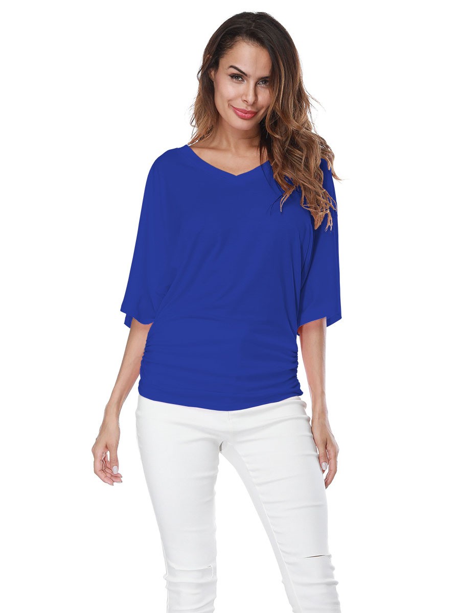 Largesized Vneck Tshirt for Women Comfortable Short Sleeve Casual Wear - Picture 16 of 108