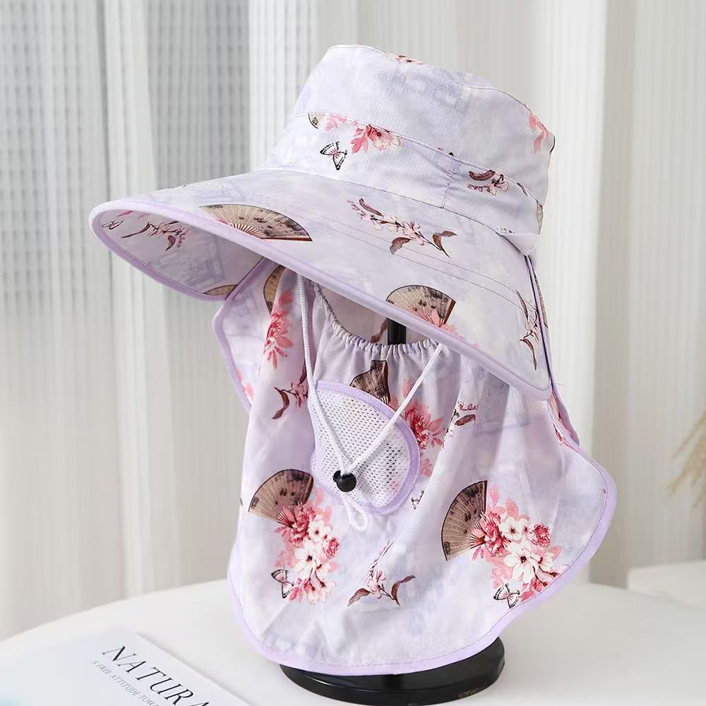 Sonnenhut mit Blumenmuster und breiter Krempe und leichtem bequemem Design - Bild 17 von 17