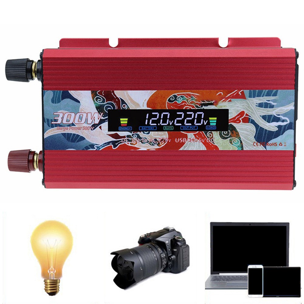 Wechselrichter 300W Reine Sinuswelle – 12V Auf 220V, Für Auto, Camping, Reisen, Mit Überlast- & Überspannungsschutz
