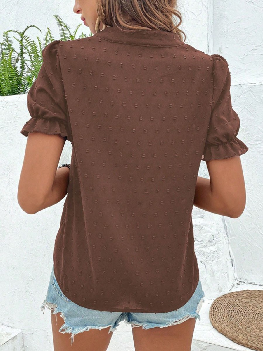 Bubble Short-sleeved Casual Women's Top Breathable Fabric Comfortable For Summer - Picture 18 of 62