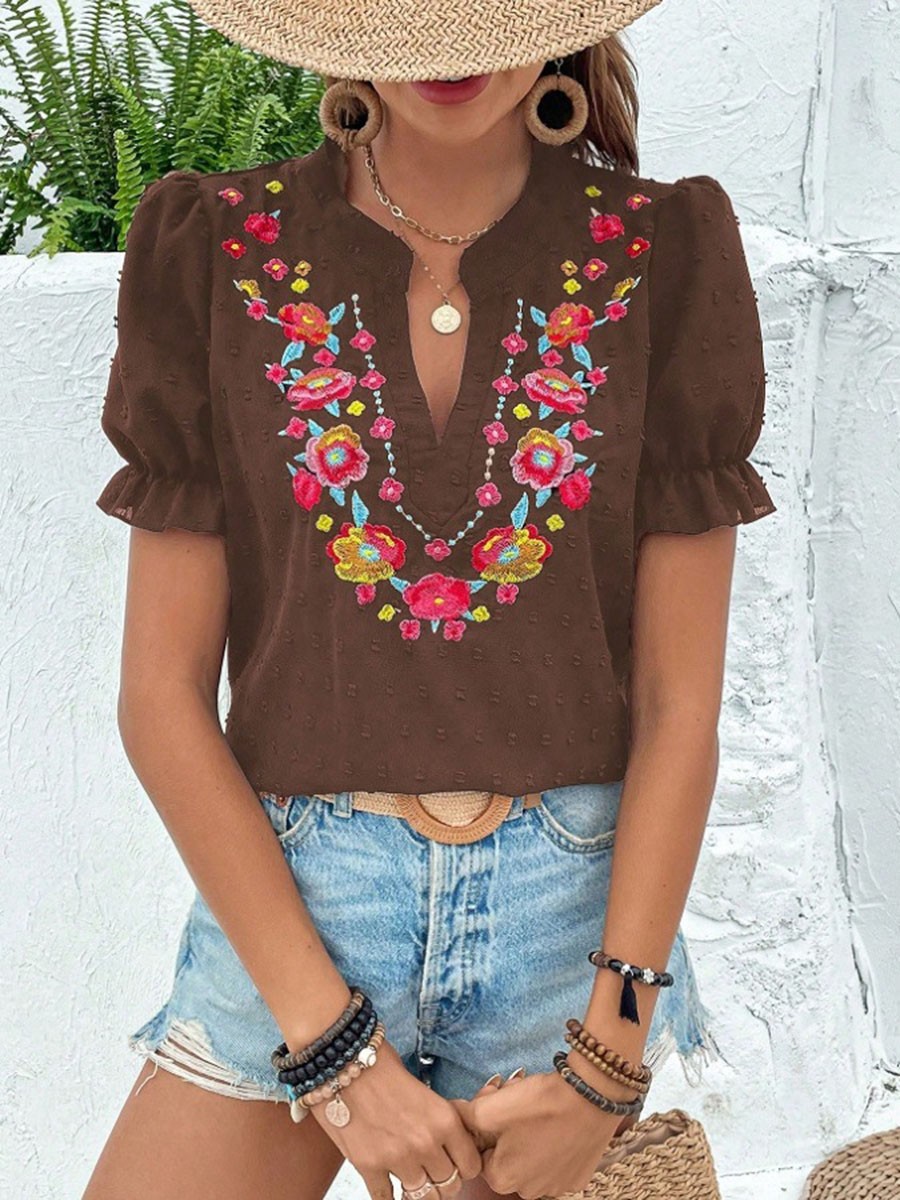 Bubble Short-sleeved Casual Women's Top Breathable Fabric Comfortable For Summer - Picture 14 of 62