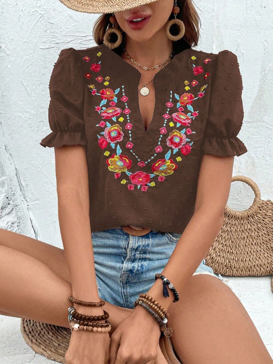 Bubble Short-sleeved Casual Women's Top Breathable Fabric Comfortable For Summer - Picture 15 of 62