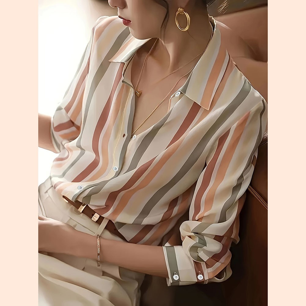 and breathable women's striped shirt for casual and fashion forward styles - Picture 62 of 84