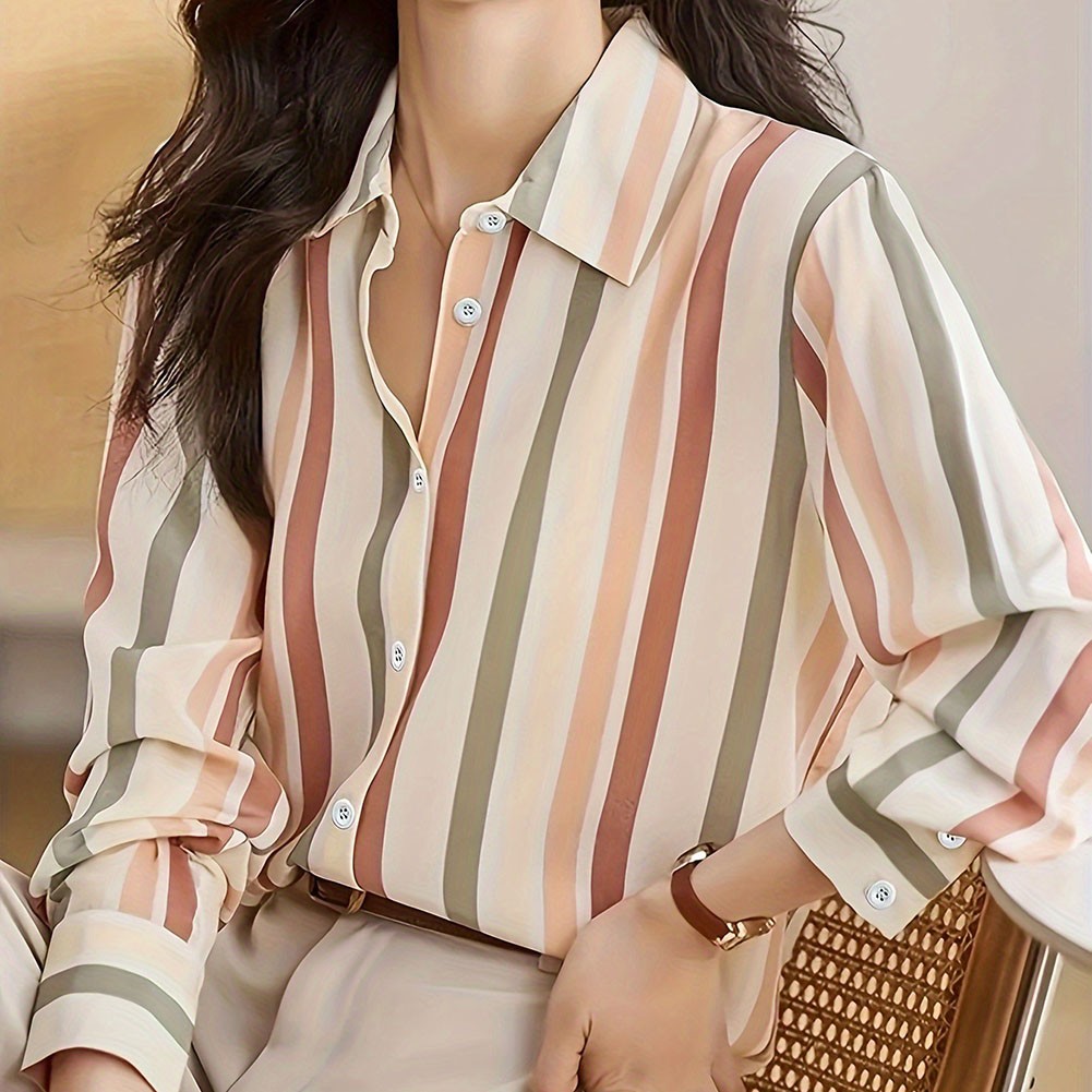 and breathable women's striped shirt for casual and fashion forward styles - Picture 31 of 84