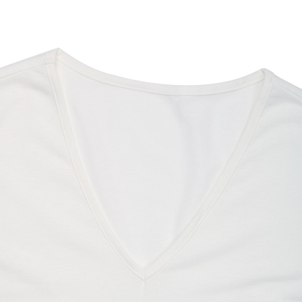 Vneck T shirt featuring lace patchwork flared sleeves for casual style - Picture 28 of 66