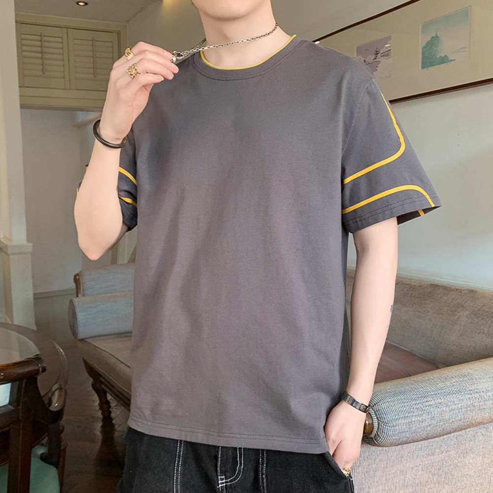 Casual Wear Men O-neck T-shirt Breathable Loose Tee Comfortable Fabric - Picture 17 of 24